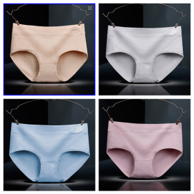 Ladies Mid-rise Cotton Graphene Antibacterial Panties (Option: 4Color Set-M)